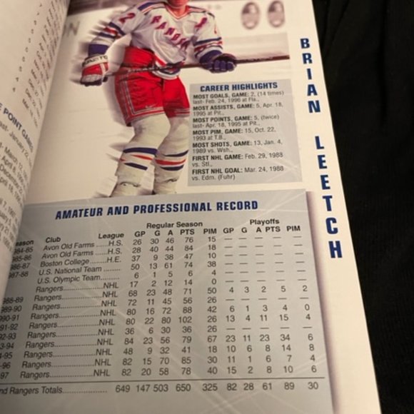 NY Rangers Media Guide 1997-1998 Brian Leetch Cover Tom Seaver Ad on back EUC - Picture 6 of 10